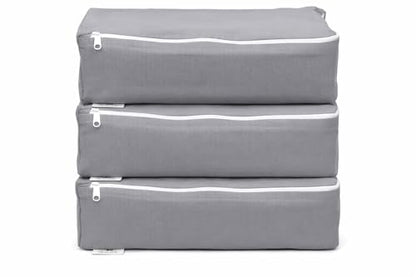 SMALL Packing Cubes – Cotton Canvas, Washable, Reusable, Closet and Travel Organizers (10"x7"x3") with Durable YKK Zippers for Clothes, Shoes, Drawer Organization (Set of 3 SMALL, Gray) - color: Gray, style: Set of 3 (Small )