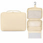 KAZAY Hanging Toiletry Bag with TSA Approved Detachable Pouch, Compact Travel Size, Travel Toiletry Bag, Water Resistant, Premium Nylon, Travel Size Toiletries, Cosmetic Makeup Bag, Unisex (Beige) - color: Beige