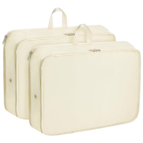 Compression Packing Cubes for Travel Essentials, 2pc Expandable Travel Cubes for Packing Bags Suitcase Organizer, Beige - color: Beige, size: Large