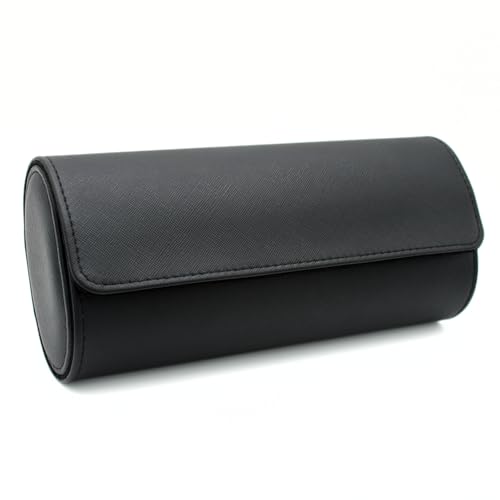 Watch Travel Case Portable Organizer - Luxury Watch Roll Travel Box Recycled Leather Watch Storage and Display for Men and Women (WCASE-3-VintageBlack) - color: VintageBlack, size: Three slots