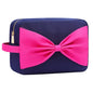 Travel Essentials Large Makeup Bag Fashion Bow Cosmetic Pouch Travel Toiletry Kit Bag for Women (XL,NavyBlue-Bow) - color: NavyBlue-Bow, size: XL