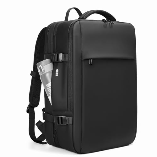 Vacuum Seal Travel Backpack 60L Expandable Air Compression System, Water Resistant Airline Approved Carry-On Suitcase Luggage, Black - Vacuum Pump Included