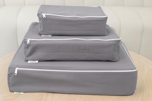 Packing Cubes Bag Pure Canvas Travel Organizers (18"x12"x4") with Durable YKK Zippers for Clothes, Shoes & Luggage Storage (Set of 3 (Large), Gray) - color: Gray, style: Set of 3 (Large)