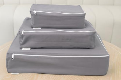 Packing Cubes Bag Pure Canvas Travel Organizers (18"x12"x4") with Durable YKK Zippers for Clothes, Shoes & Luggage Storage (Set of 3 (Large), Gray) - color: Gray, style: Set of 3 (Large)