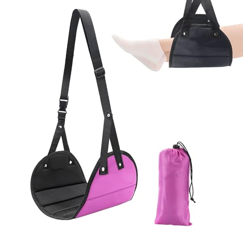 Airplane Travel Footrest Hammock, Airplane Foot Hammock to Relax Your Feet, Comfy Feet Hanger Plane Footrest for Long Trip, Feet Hammocks for Plane, Long Flight Foot Rest,Travel Essentials - color: Rose Red