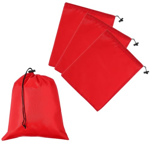 Drawstring Bag with Toggle, Stuff Sack String Waterproof Travel Storage Bags Cinch Stuff Pouch -Fitting for (Gym/Traveling/Hiking/Yoga/Office/Shoes) 12 x 10 & 4 Pack & Red - color: Red, size: 12 x 10"