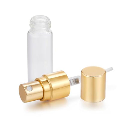20Pcs 3ml Empty Clear Glass Mist Spray Bottle Refillable Mini Perfume Atomizer Travel Sample Bottle with Golden Aluminized Nozzle Makeup Container for Perfume (3ml Gold Caps) - color: 3ml Gold Caps