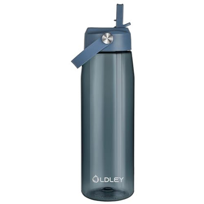 OLDLEY 32 oz Water Bottle with Straw, Leakproof Sports Water Bottle with Carry Strap, BPA-Free Large Water Bottles for Home,Travel, School, Outdoors, Gym, Tritan, Ink Blue - color: Ink Blue