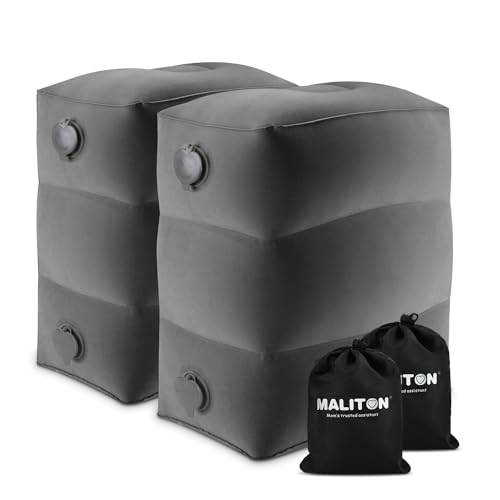 Maliton Inflatable Foot Rest Pillow for Air Travel, Toddler Airplane Travel Essentials, Car Seat Foot Rest for Kids, Adjustable Height Leg Rest Pillow for Airplane, Home, Office(Dark Grey, 2 Pack) - color: Dark Grey, size: 2 Pack