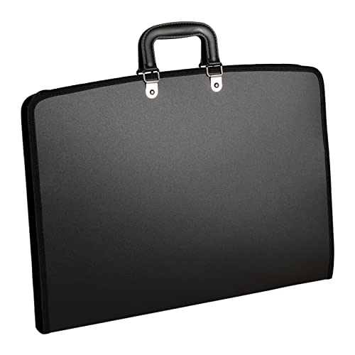 Acocony 11x17 Portfolio Folder for Artwork PP Material Black Pack of 1 | 11x17 Portfolio Case with Zipper Closure Oxford Cloth Edge Waterproof - color: Black