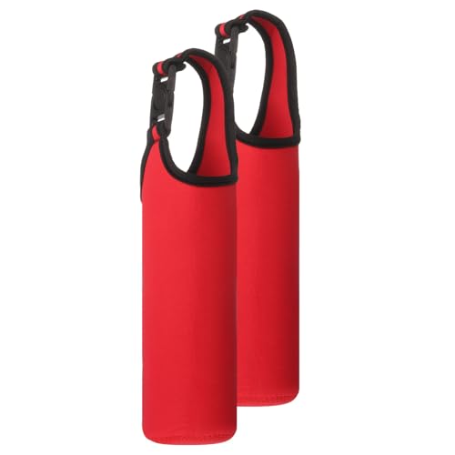 uxcell 2pcs Neoprene Carrier Water Bottle Sleeve, 15.5-20oz Insulated Water Glass Bottle Carrier Bag Collapsible Drink Bottle Sleeve Cover Holder with Handle, Red - color: Red