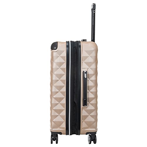 Kenneth Cole REACTION Diamond Tower Collection Lightweight Hardside Expandable 8-Wheel Spinner Travel Luggage, Rose Champagne, 24-Inch Checked - color: Rose Champagne, size: 24-Inch Checked