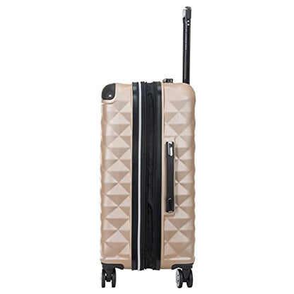 Kenneth Cole REACTION Diamond Tower Collection Lightweight Hardside Expandable 8-Wheel Spinner Travel Luggage, Rose Champagne, 24-Inch Checked - color: Rose Champagne, size: 24-Inch Checked