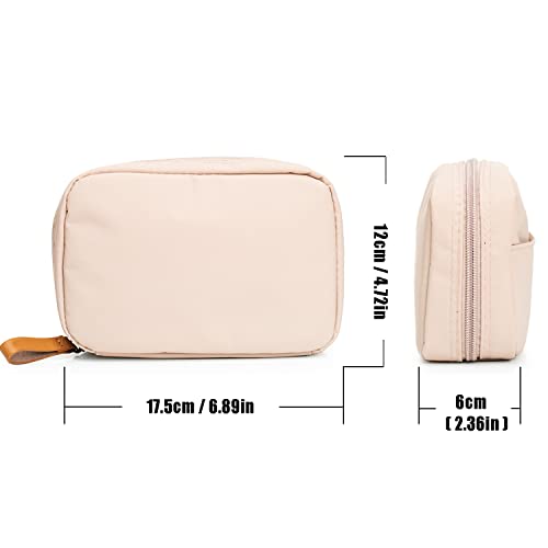 Hekyip Rectangular Beauty Bag, Small Travel Makeup Bag for Purse, Portable Waterproof Cosmetic Pouch for Ladies Women (Rectangular - Beige) - color: Rectangular - Beige