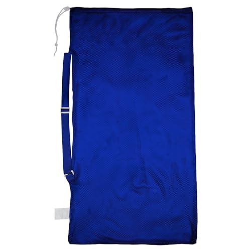 Champion Sports Mesh Equipment Bag – Heavy-Duty Nylon Drawstring Bag with Lock & ID Tag, Breathable Storage Sack for Balls, Swim Gear, Laundry & Toys, Multiple Sizes & Colors - color: Blue, size: 24" x 19"