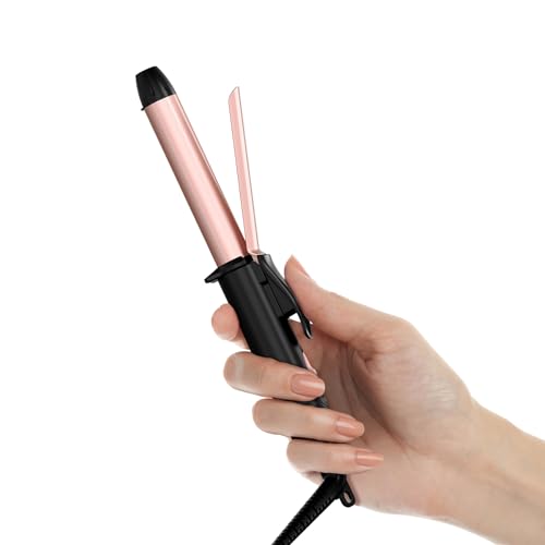 FARERY Ceramic Mini Hair Curler for Short Hair, 3/4 Inch, 100-240V Dual Voltage, Travel Size Curling Iron with Keratin & Argan Oil Infused, Mini Curling Wand with Storage Bag, Rose Gold - size: 3/4 Inch
