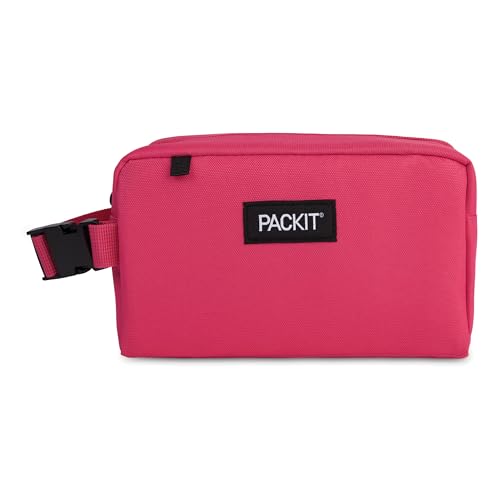 PackIt Freezable Snack Box, Magenta, Built with EcoFreeze Technology, Collapsible, Reusable, Zip Closure with Buckle Handle, Designed For Work Snacks, Fresh Snacks On the Go, Adults, and All Ages - color: Magenta, size: Medium