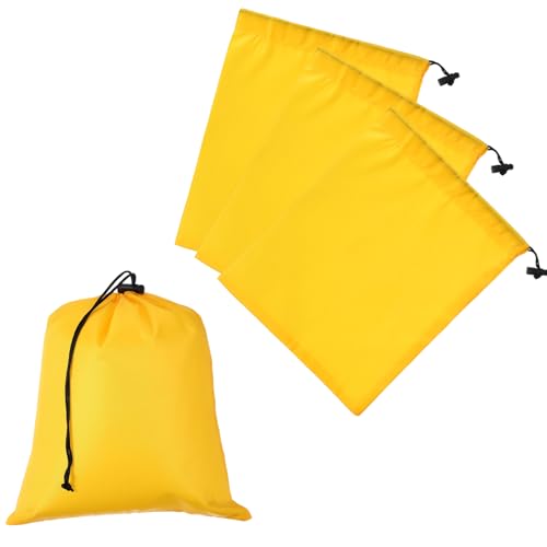 Drawstring Bag with Toggle, Stuff Sack String Waterproof Travel Storage Bags Cinch Stuff Pouch -Fitting for (Gym/Traveling/Hiking/Yoga/Office/Shoes) 12 x 10 & 4 Pack & Yellow - color: Yellow, size: 12 x 10"