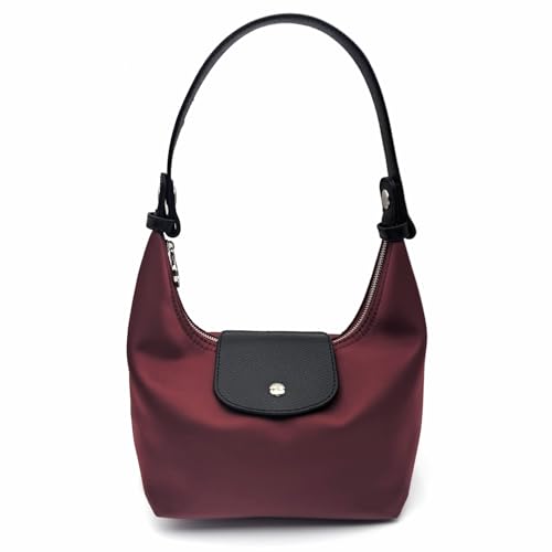 Convertible Women Underarm Bag Shoulder Purses with 2 Straps, Handbag Zipper Closure Minimalist Dumpling Design - color: Dark Red, size: Small