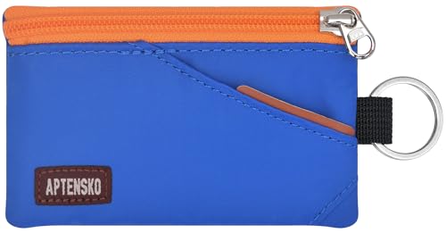 RFID Blocking Travel Wallet with Adjustable Lanyard, Small Nylon Zipper Pouch and Badge Holder for ID, Credit Cards, Cash, Keys, Commuters (Blue) - color: Blue