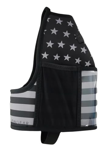 Half-Gallon Fitness Hydration Cover | Neoprene Insulated Cooling & Portable Gym Water Bottle Carrier | CASE with Storage Pockets - color: FLAG USA BLACK/GREY