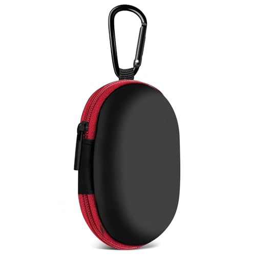 for Earbuds Carrying Case, Small Oval Storage Cases, Tech Pouch, Portable Storage Earbud Pouch Bag for Earbuds, in-Ear Headphones, Earphones, Headsets, Hearing Aids, USB Charging Cable, Red - color: D2-red