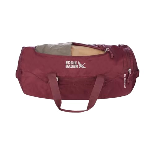 Eddie Bauer Stowaway Packable Duffel Bag | Travel | Foldable | Lightweight | Durable | Ripstop Polyester - color: Black Cherry
