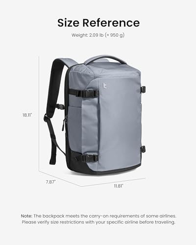tomtoc Travel Backpack 28L, TSA Friendly Flight Approved Carry-on Luggage, Personal Item Travel Bag, Water-resistant Lightweight Business Rucksack, Durable Bag Fits 16 Inch Laptop - color: Silver Gray-ripstop, size: 28L