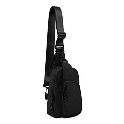 ODODOS Sling Bag with Adjustable Straps Crossbody Chest Bag Lightweight Backpack for Casual Traveling Hiking - color: Black