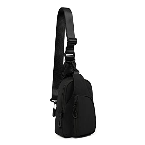 ODODOS Sling Bag with Adjustable Straps Crossbody Chest Bag Lightweight Backpack for Casual Traveling Hiking - color: Black