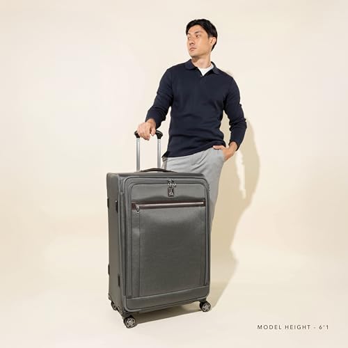 Travelpro Platinum Elite Softside Expandable Checked Luggage, 8 Wheel Spinner Large Suitcase, TSA Lock, Men and Women, Dark Blue, Checked Large 29-Inch - color: Dark Blue, size: Checked-Large 29-Inch
