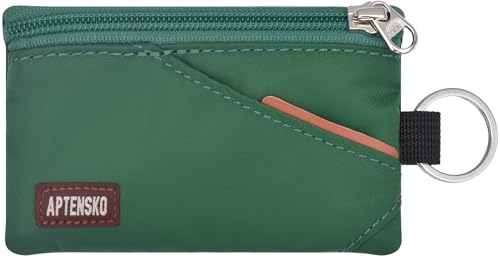 RFID Blocking Travel Wallet with Adjustable Lanyard, Small Nylon Zipper Pouch and Badge Holder for ID, Credit Cards, Cash, Keys, Commuters (Forest Green) - color: Forest Green