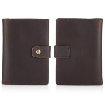 Polare Slim RFID Blocking Leather Passport Holder Travel Bifold Wallet For Men (Dark Brown(Snap Version)) - color: Dark Brown(Snap Version)
