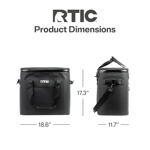 RTIC Ultra-Tough Soft Cooler 50 Can, Insulated Bag Portable Ice Chest Box for Lunch, Beach, Drink, Beverage, Travel, Camping, Picnic, Car, Trips, Floating Cooler Leak-Proof with Zipper - color: Black