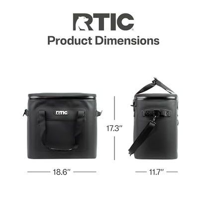 RTIC Ultra-Tough Soft Cooler 50 Can, Insulated Bag Portable Ice Chest Box for Lunch, Beach, Drink, Beverage, Travel, Camping, Picnic, Car, Trips, Floating Cooler Leak-Proof with Zipper - color: Black
