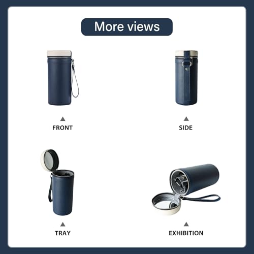 3 slots eyeglass case Leather sunglasses storage box, suitable for both men and women, Glasses Storage Holder Box - color: Blue/White