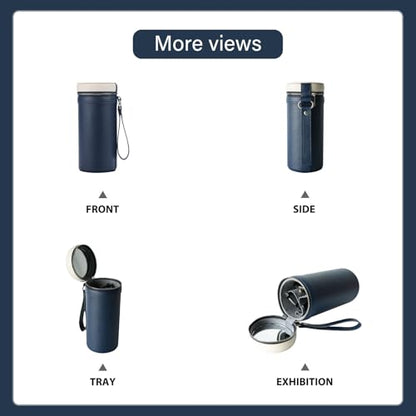 3 slots eyeglass case Leather sunglasses storage box, suitable for both men and women, Glasses Storage Holder Box - color: Blue/White