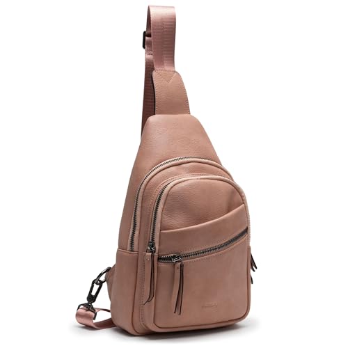 Alldaily Large Sling Bag for Women Crossbody Purse Leather Fashionable Trendy Chest Bag for Travel, Fanny Pack (Dusty Rose) - color: Dusty Rose