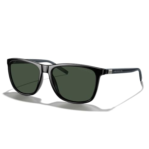 MERRY'S Unisex Polarized Aluminum Sunglasses Vintage Sun Glasses For Men/Women S8286 - color: Black Frame/G15 Lens/Grey Temples