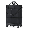 Large Capacity Rolling Duffle Bag with Detachable Wheels,Expandable Foldable Suitcase for Travel,Collapsible Luggage Duffel Overnight Weekend Bags without Telescoping Handle - color: Black