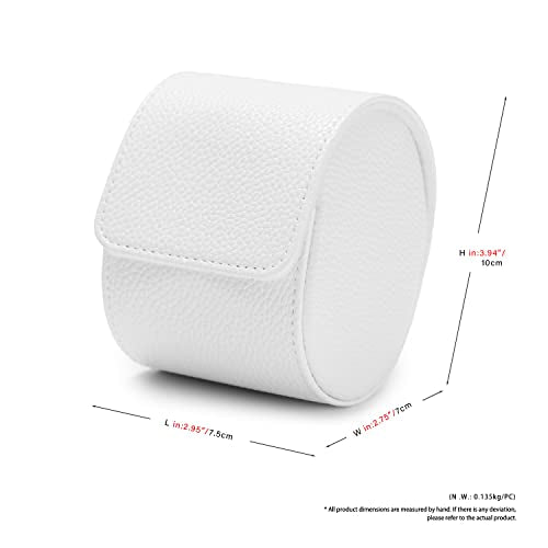 Oirlv Luxury Leather Travel Watch Case Portable Jewelry Watch Storage Roll Organizer(White) - color: White