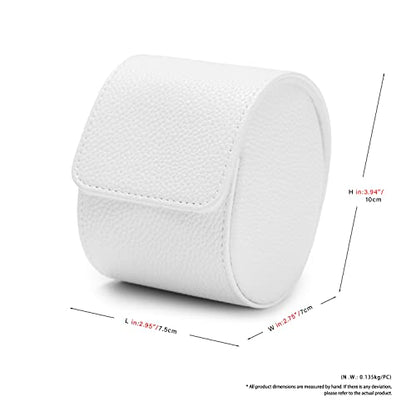Oirlv Luxury Leather Travel Watch Case Portable Jewelry Watch Storage Roll Organizer(White) - color: White