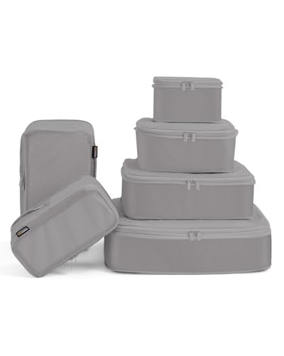 Compression Packing Cubes for Travel, 6-Piece Set (Large/Medium/Small), Double-Zip Luggage Organizers for Suitcase & Carry-On, Clothes Storage Bags (Silver Gray, 6 Pack) - color: Silver Gray