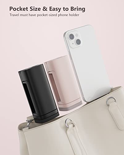 MiiKARE Travel Essentials Airplane Phone Holder, Universal Handsfree Phone Mount for Flying with 360 Degree Rotation, Travel Must Haves Phone Stand for Desk, Tray Table, Black&Pink - color: Black&Pink
