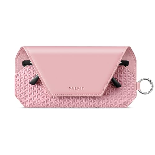 VULKIT Portable Leather Eye Glasses Case for Women & Men, Slim Sunglass Case, Unisex Eyeglass Case - color: Blush Pink