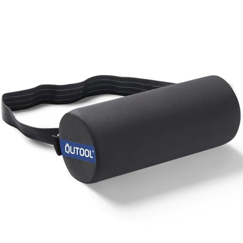 QUTOOL Lumbar Roll, Lumbar Support Pillow for Office Chair with Non-Slip Wider Strap, Back Pain Relief & Posture Improvement, Washable Cover, Office Desk & Car Accessories, Black, Firm - color: Firm-lumbar Roll/Black
