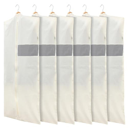 Aliceset 6 Pcs 24 x 50 Inches Cotton Garment Bags for Hanging Clothes, Canvas Suit Bags for Clothes Coats Jackets Shirts Closet Storage Travel Gusseted Hanging Garment Cover - size: 50 inches