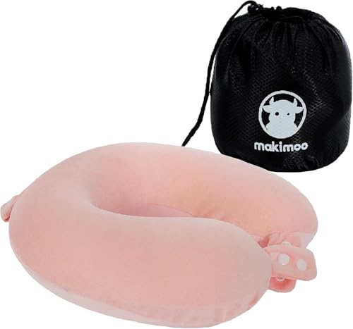 Travel Neck Pillow, Top Memory Foam Pillow for Head Support, Ideal for Airplanes, Cars, and Home Recliners, Adjustable and Soft (Pink) - color: Pink