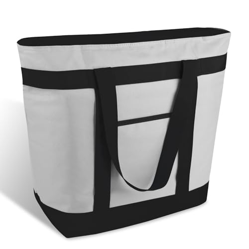 mosago Commercial Insulated Food Delivery Bag 39L, Heavy Duty Thermal Catering Tote with Zipper, Leakproof Hot & Cold Transport Bag for Restaurant & Professional Drivers, Grey - color: Gray