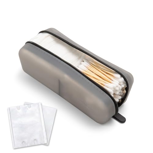 Cotton Pad Swab Travel Case, 2-in-1 Waterproof Organizer, VISFRESH (Black) - color: Black